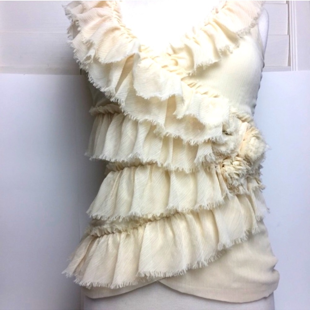 Anthropologie Cream Sleeveless Top | S